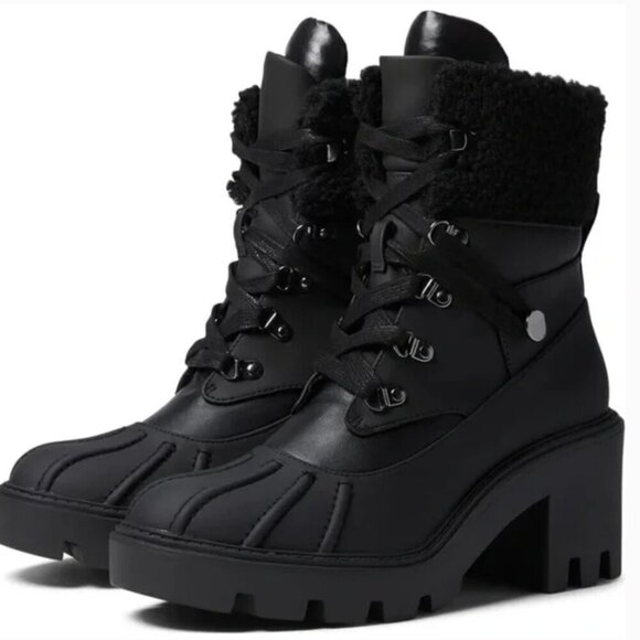 STEVE MADDEN BLACK NORTHERN WINTER BOOT - LUG SOLE COMBAT LACE-UP BOOT - Picture 1 of 5